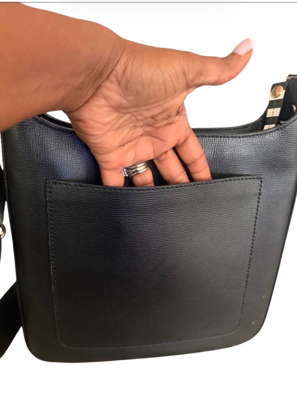 henri bendel Black Pebbled Leather Shoulder Bag with Gold Hardware As Is - Picture 11 of 15